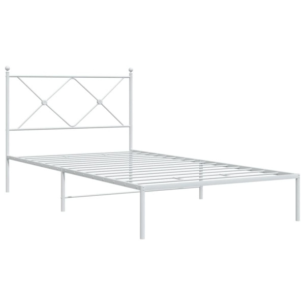 Estrutura de cama com cabeceira 100x190 cm metal branco M 2