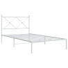 Estructura de cama de metal con cabecero blanco 100x190 cm 2