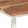 Mesa de centro acero inoxidable y madera maciza acacia plateado 4