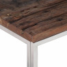 Mesa de centro acero inoxidable madera maciza traviesa plateado 4