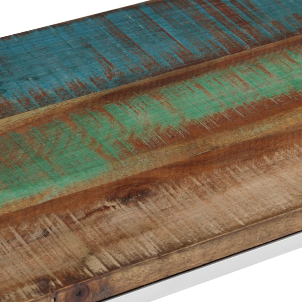 Mesa consola acero inoxidable madera maciza reciclada plateada M 5