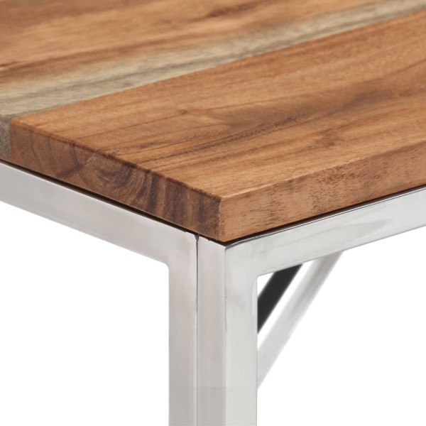 Mesa consola acero inoxidable y madera maciza acacia plateada M 4