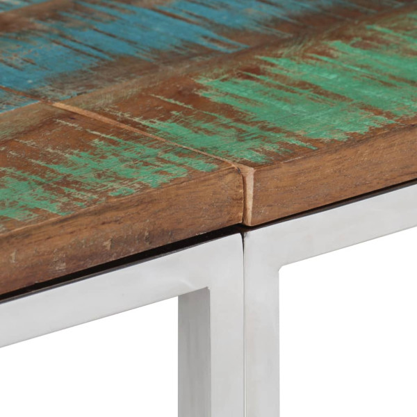 Mesa consola acero inoxidable madera maciza reciclada plateada M 5