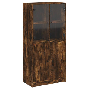 Aparador alto con puertas madera roble ahumado 68x37x142 cm H