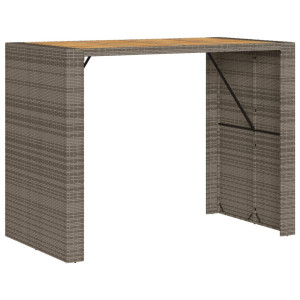 Mesa de jardín superficie de madera ratán PE gris 145x80x110 cm H