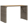Mesa de jardín superficie de madera ratán PE gris 185x80x110 cm 2