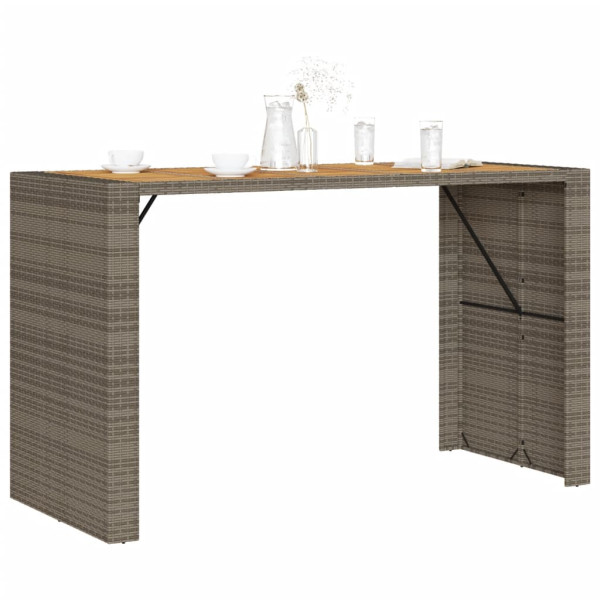 Mesa de jardín superficie de madera ratán PE gris 185x80x110 cm M 4
