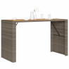 Mesa de jardín superficie de madera ratán PE gris 185x80x110 cm 4
