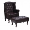 Sillón con reposapiés cuero sintético marrón oscuro 2