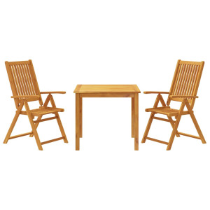 3 pcs conjunto de jantar para jardim madeira de acácia maciça H
