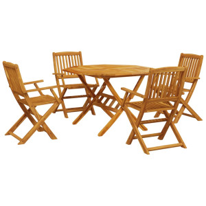 5 pcs conj. jantar dobrável para jardim madeira acácia maciça H