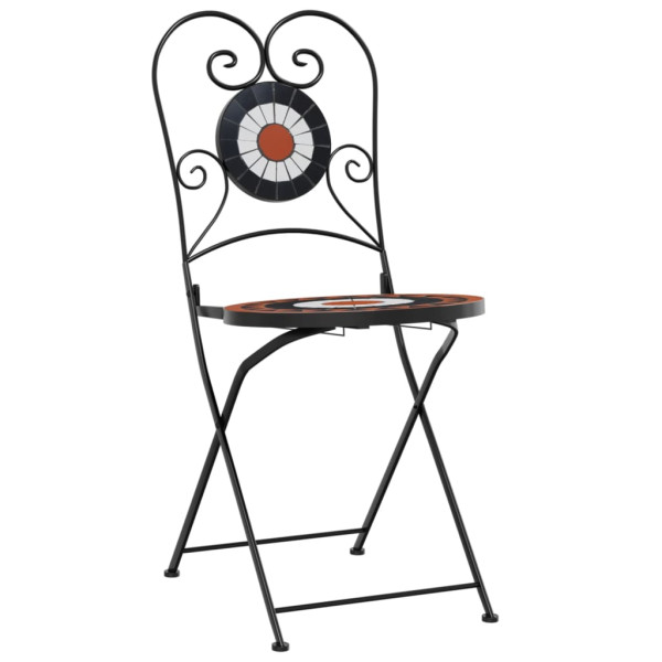 Juego de bistró de mosaico de hierro cerámica terracota blanco M 4