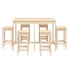 Mesa y taburetes altos jardín 7 piezas madera maciza de pino 4