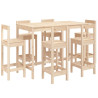 Set de mesa y taburetes altos jardín 7 pzas madera maciza pino 2