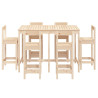 Set de mesa y taburetes altos jardín 7 pzas madera maciza pino 4