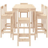 Set de mesa y taburetes altos jardín 7 pzas madera maciza pino 5