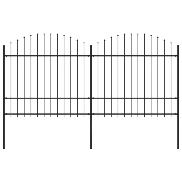 Valla de jardín con puntas de lanza acero negro (1.5-1.75)x3.4m D