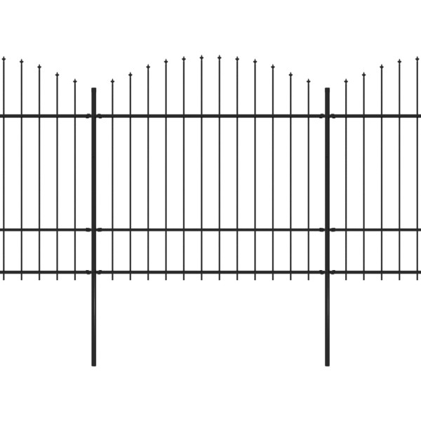 Valla de jardín con puntas de lanza acero negro (1.5-1.75)x3.4m M 2