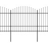 Valla de jardín con puntas de lanza acero negro (1.5-1.75)x3.4m 2