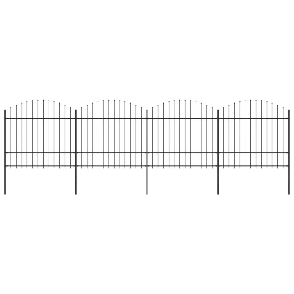 Valla de jardín con puntas de lanza acero negro (1.5-1.75)x6.8m D