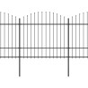 Valla de jardín con puntas de lanza acero negro (1.5-1.75)x6.8m 2