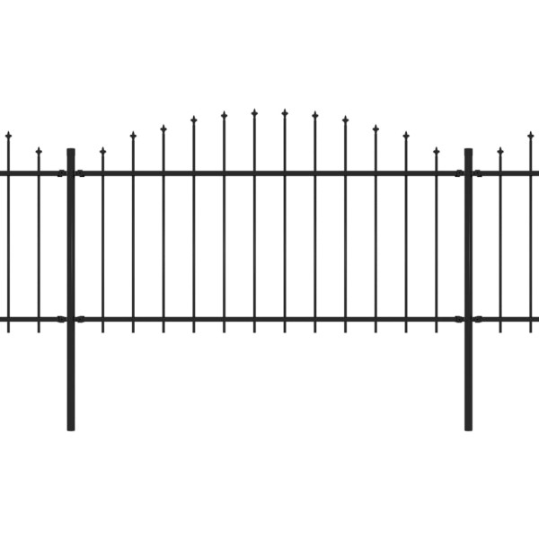 Cerca de jardim com topo em lanças (1.25-1.5)x13.6 m aço preto M 2