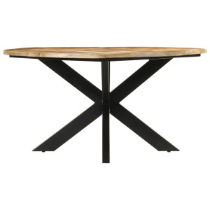 Mesa de jantar Ø150x76 cm madeira de mangueira maciça áspera H