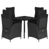 Set de muebles jardín 5 pzas con cojines ratán sintético negro 2