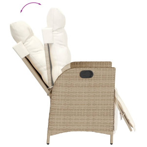 9 pcs conjunto de jantar p/ jardim com almofadões vime PE bege H