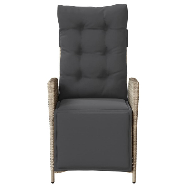 Sillón reclinable de jardín con reposapiés ratán PE gris claro M 4