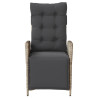 Sillón reclinable de jardín con reposapiés ratán PE gris claro 4
