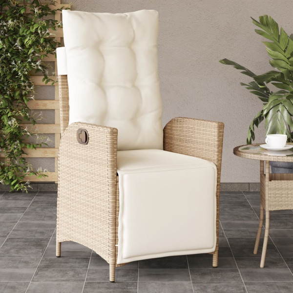 Sillones reclinables jardín con reposapiés 2 uds ratán PE beige M 3