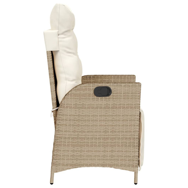 Sillón reclinable de jardín con reposapiés ratán PE beige M 5