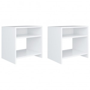 Mesitas de noche 2 uds madera contrachapada blanco 40x30x40 cm H