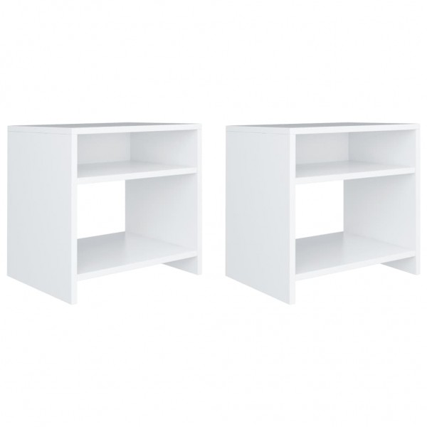 Mesitas de noche 2 uds madera contrachapada blanco 40x30x40 cm M 2