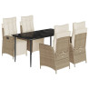 Set comedor de jardín 5 pzas con cojines ratán sintético beige 2