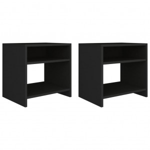 Mesitas de noche 2 uds madera contrachapada negro 40x30x40 cm H