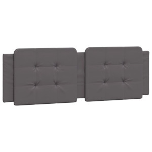 Cabecero de cama acolchado cuero sintético gris 160 cm H