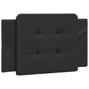 Cabecero de cama acolchado cuero sintético negro 90 cm H
