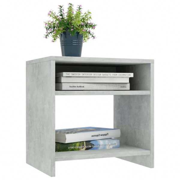 Mesita de noche madera contrachapada gris hormigón 40x30x40 cm M 3