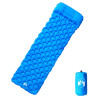 Colchón inflable de camping con almohada integrada azul 1