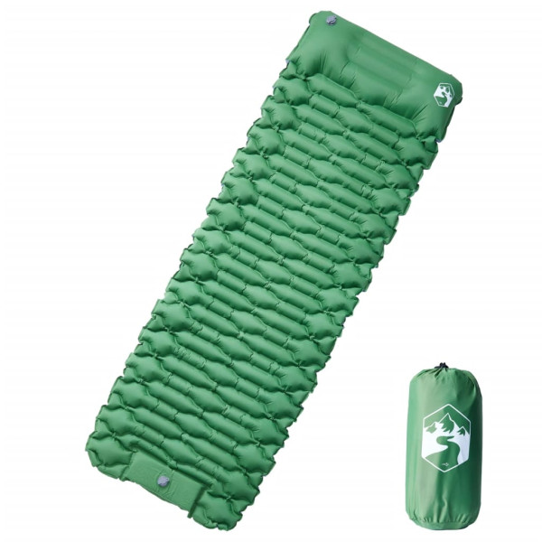 Colchón de camping autoinflable con almohada integrada verde D