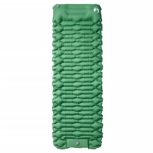 Colchón de camping autoinflable con almohada integrada verde H