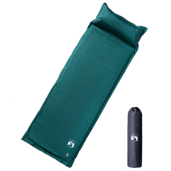 Colchón de camping autoinflable con almohada integrada verde D