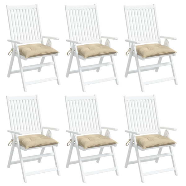 Cojines de silla de jardín 6 uds tela Oxford beige 40x40x7 cm M 3