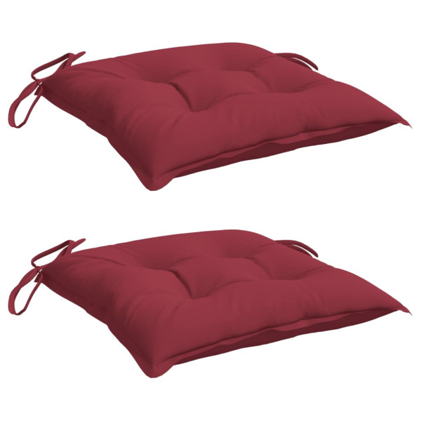 Cojines silla de jardín 2 uds tela Oxford rojo tinto 40x40x7 cm M 3