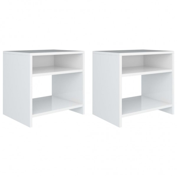 Mesitas de noche 2 uds madera contrachapada blanco 40x30x40 cm M 2