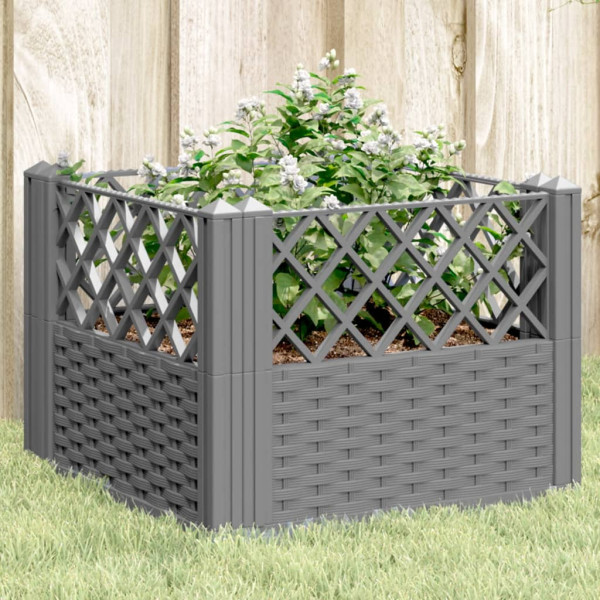 Jardinera con clavijas PP gris claro 43.5x43.5x43.5 cm D
