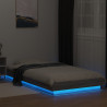 Estrutura cama c/ luzes LED derivados madeira cinzento sonoma 3