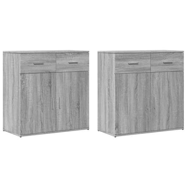 Aparadores 2 uds madera de ingeniería gris Sonoma 79x38x80 cm D